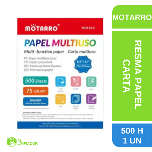 Resma Papel Tamaño Carta 500 Hojas 80 Gr - Motarro